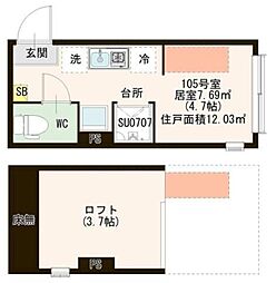 グレイス前野町 1階ワンルームの間取り