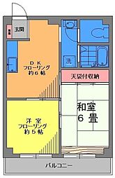 椿山館マンション 2DKの間取図画像