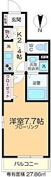 メゾングレース2 1Kの間取図画像