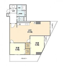 パティオ右近 2LDKの間取図画像