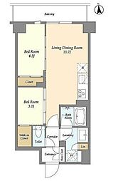 コンフォリア竹ノ塚イースト 2階2LDKの間取り