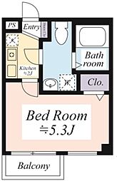 Grace湘南平塚 4階1Kの間取り