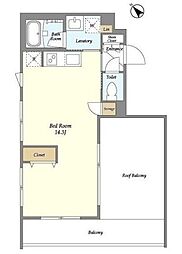ＡＳＴＩＬＥ西新宿II 4階ワンルームの間取り