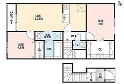 リーブルファイン足立神明 2LDKの間取図画像
