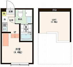 シャンペル三園 1階ワンルームの間取り
