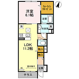 グランソレイユ 1LDKの間取図画像