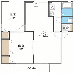 ルミエール藤A 2LDKの間取図画像