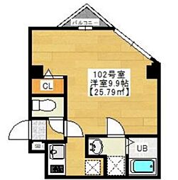 オプンティア大師前 1Kの間取図画像