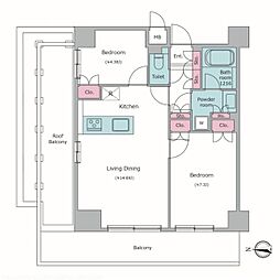 レジディア杉並方南町 2LDKの間取図画像