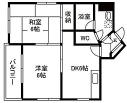 ヴィラエクセル 2DKの間取図画像