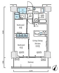 ロイヤルパークス赤羽ノース 3階2LDKの間取り