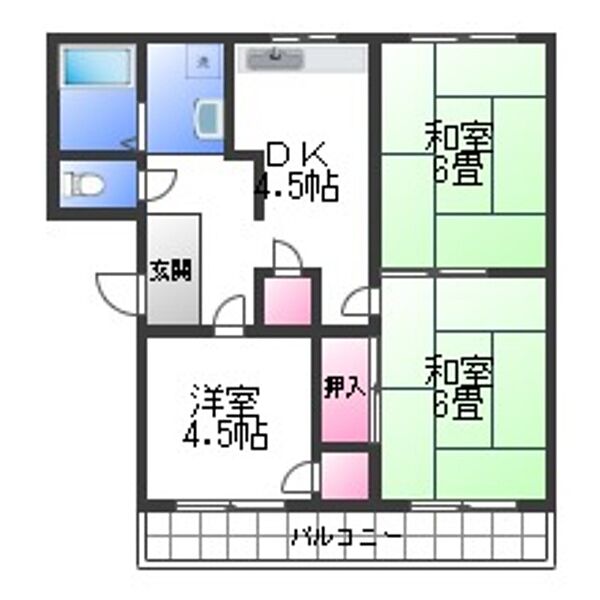 ハイネスＵ ｜大阪府岸和田市南上町２丁目(賃貸マンション3DK・1階・50.00㎡)の写真 その2