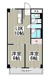 スターライトヴィラ2 3階2LDKの間取り