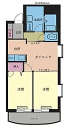 ステイン バァウ 3階2DKの間取り