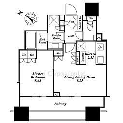 パークタワー渋谷本町 1LDKの間取図画像