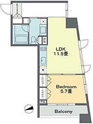 ベルファース戸越スタティオ 1102 11階1LDKの間取り