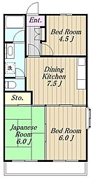 ディオール栄2 3DKの間取図画像