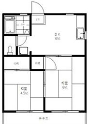ニューセントヒルズ 2DKの間取図画像