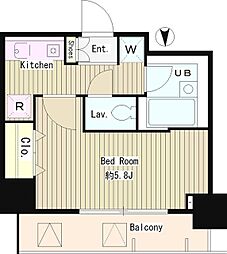 メゾン・ド・ピュア府中 5階ワンルームの間取り