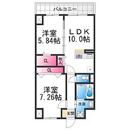 FREEDOM residence堺寺地町 2LDKの間取図画像