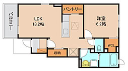 シャルマン2 1LDKの間取図画像