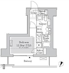 リブクオーレ神保町 11階ワンルームの間取り