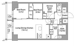 コンフォリア東葛西 7階2SLDKの間取り