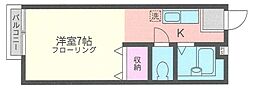 パナハイツ大倉 1Kの間取図画像