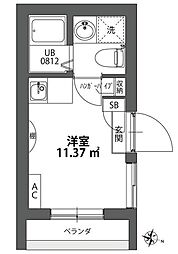 With C Kamata 5階ワンルームの間取り