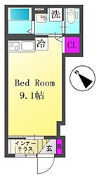 グレイシャス三田 ワンルームの間取図画像