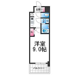 ArtizA堺東 10階1Kの間取り