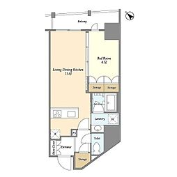 BLAU三ノ輪 4階1LDKの間取り