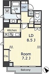 都営三田線 白金高輪駅 徒歩2分の賃貸マンション 9階1LDKの間取り