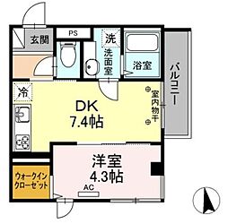 クロワール池袋本町 1DKの間取図画像