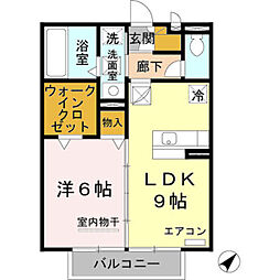 レセンテ光洋 1階1LDKの間取り