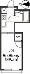 コスモ百合丘 1Kの間取図画像