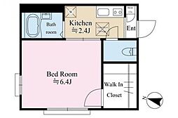 グリーン・フラッツB 1階1Kの間取り