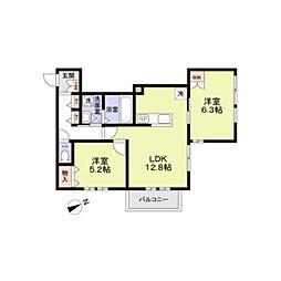 Aireville 2LDKの間取図画像