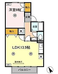 ブラサムハイツ 1LDKの間取図画像