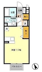 セジュールコト B棟 2階ワンルームの間取り