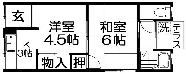 中尾ハイツ ｜大阪府寝屋川市池田２丁目(賃貸アパート2K・2階・27.00㎡)の写真 その2