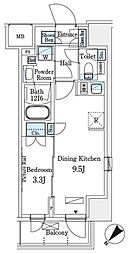 パークアクシス横浜伊勢佐木町通り 1DKの間取図画像