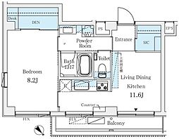 ソルテ千駄ヶ谷 1LDKの間取図画像