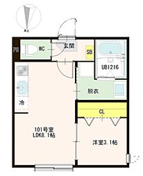 ハーモニーテラス東小岩V 1LDKの間取図画像