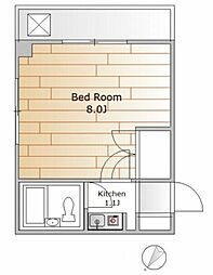 ファミール洗足 1階1Kの間取り