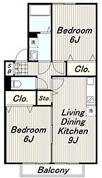 ドエル59 2階2LDKの間取り