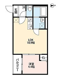 南海高野線 我孫子前駅 徒歩5分の賃貸アパート 2階1LDKの間取り