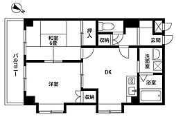 プリメールマンション 2階2LDKの間取り