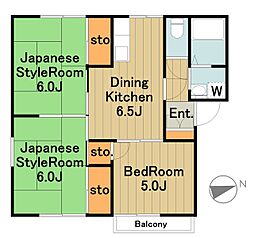 シティパル古淵 2階3DKの間取り