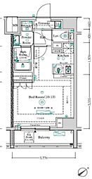東京メトロ南北線 王子駅 徒歩8分の賃貸マンション 4階ワンルームの間取り